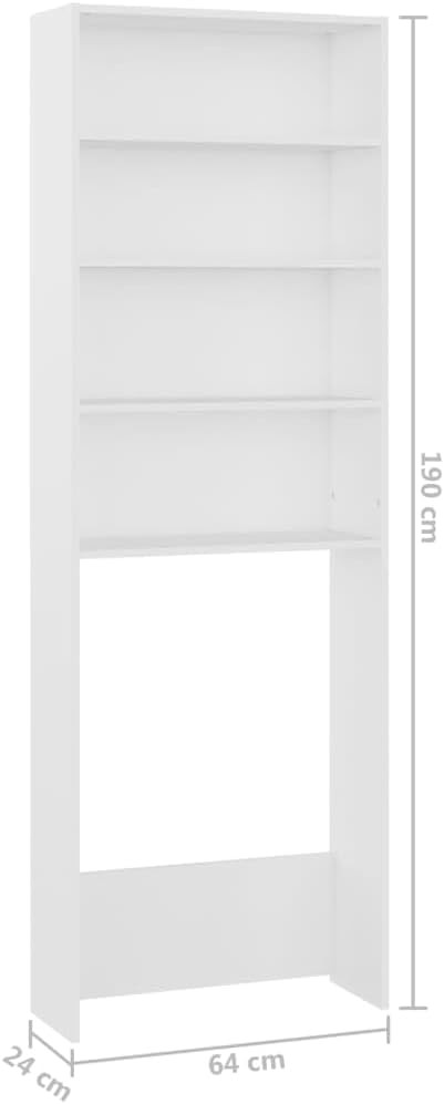 White Washing Machine Storage Rack Cabinet – Tall Laundry Shelf Unit 190cm
