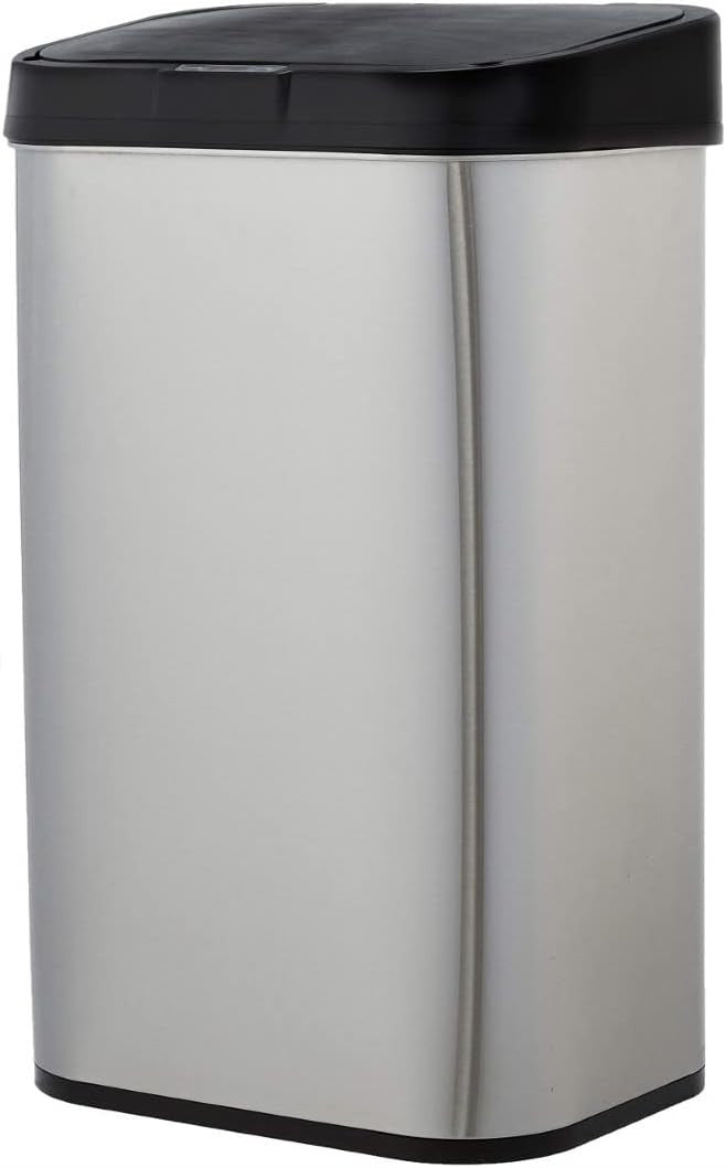 60L Stainless Steel Sensor Bin Black & Silver Kitchen