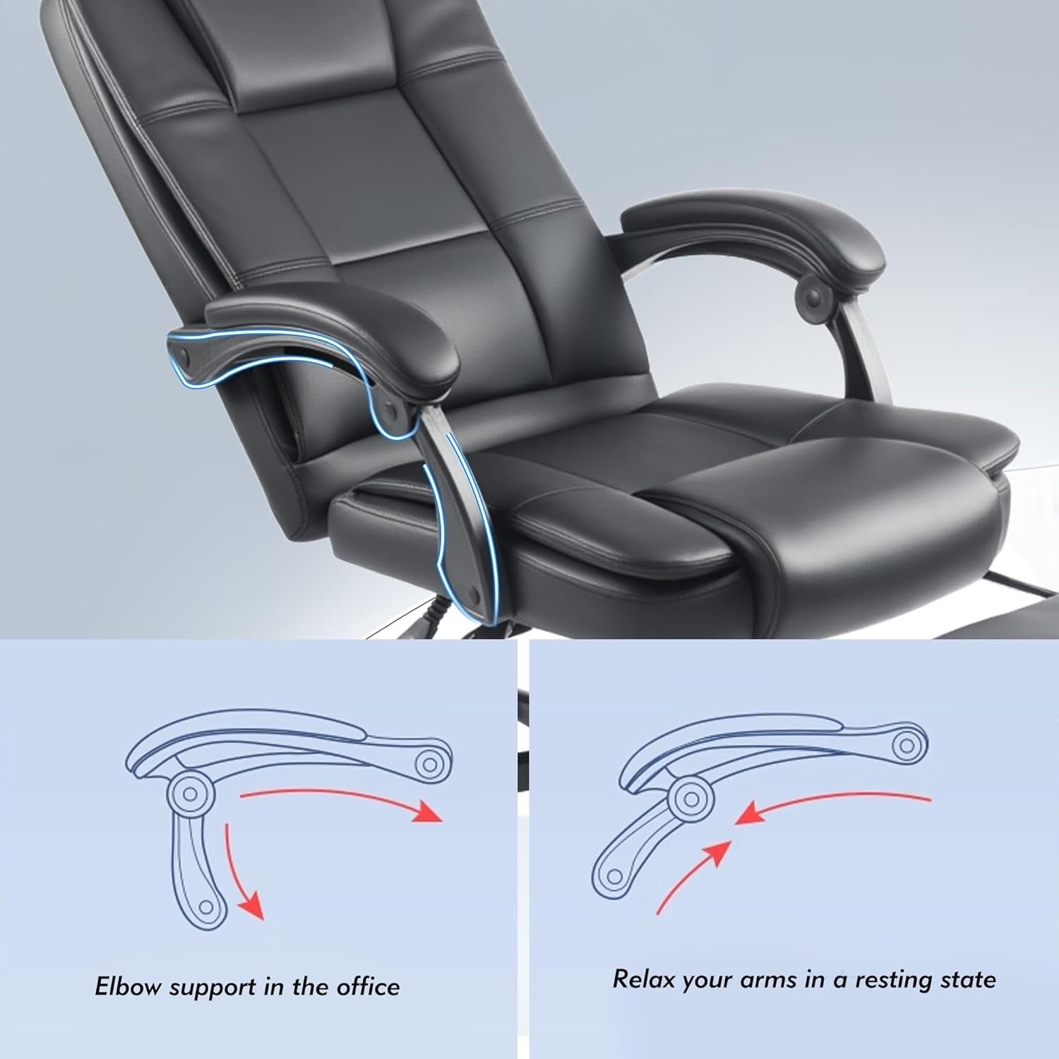 Executive Ergonomic Office Chair Tall Back Adjustable Height Leather Swivel 150K