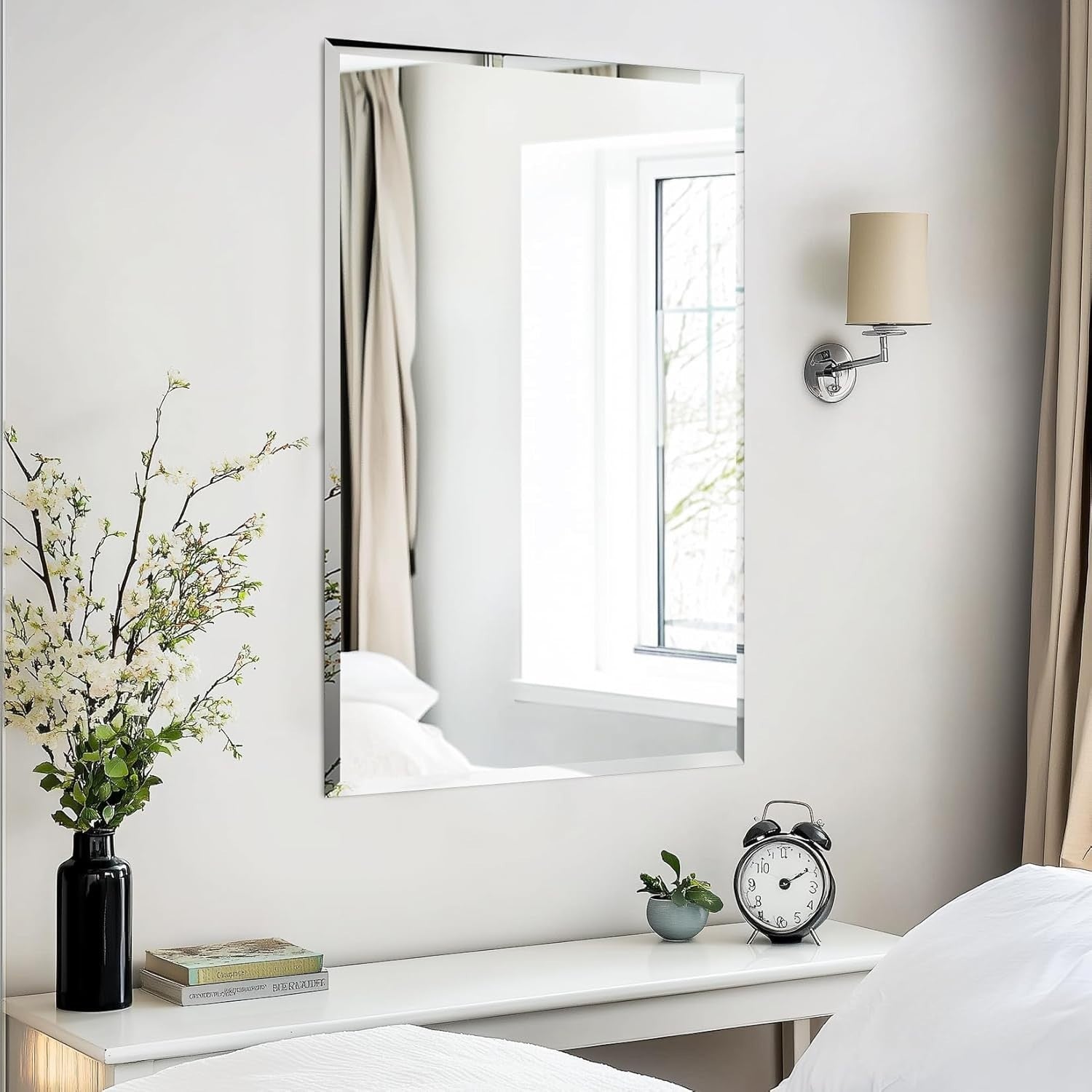 Frameless Wall Mirror 70x100cm Beveled Glass Vanity for Bathroom & Hall