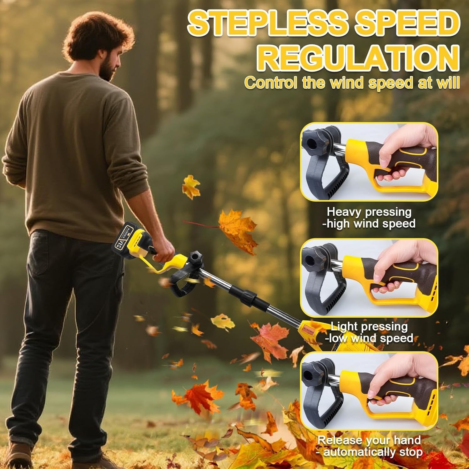 Cordless Leaf Blower 21V Dual Battery Lightweight Electric Garden
