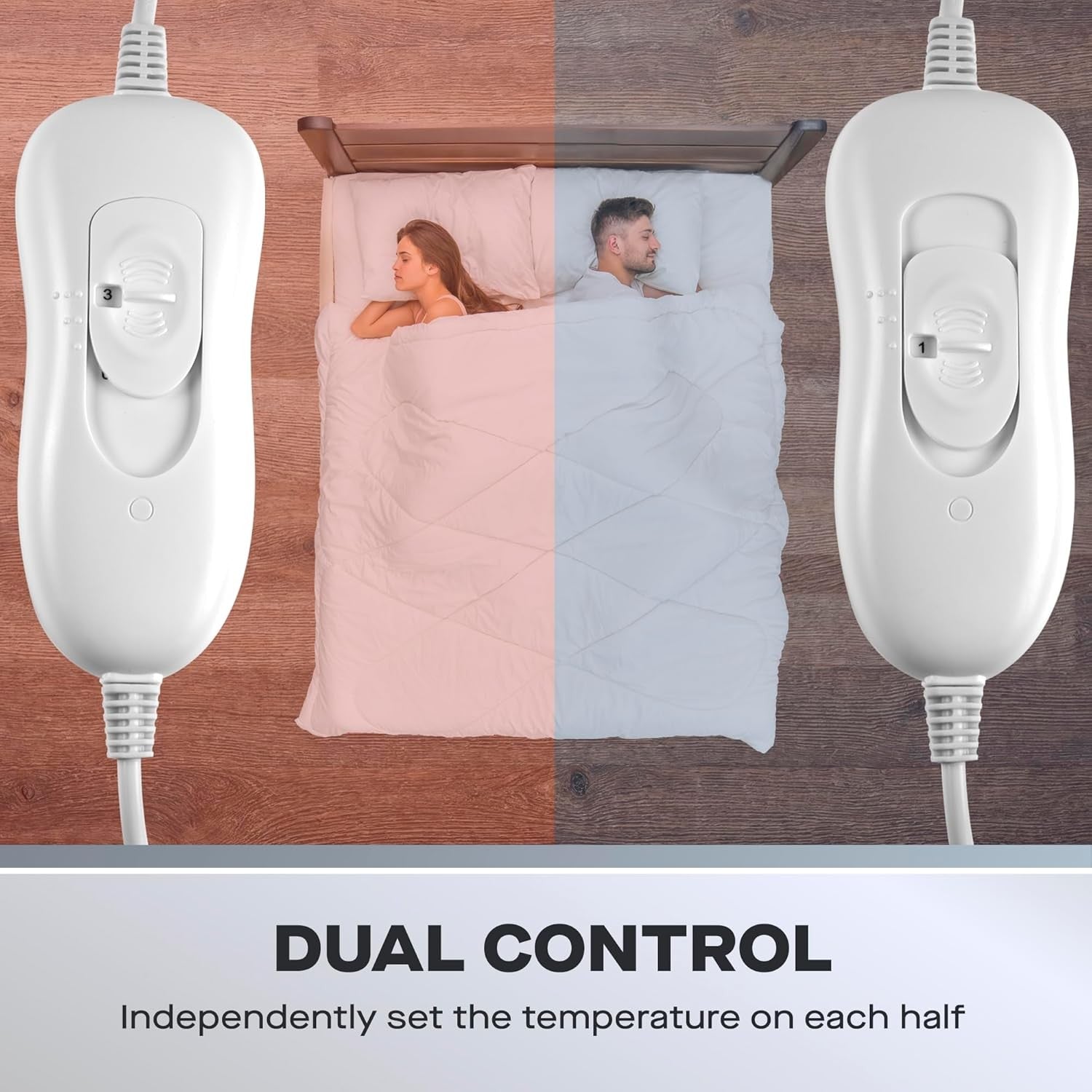 King Size Electric Heated Fitted Blanket Dual Control 3 Heat Washable