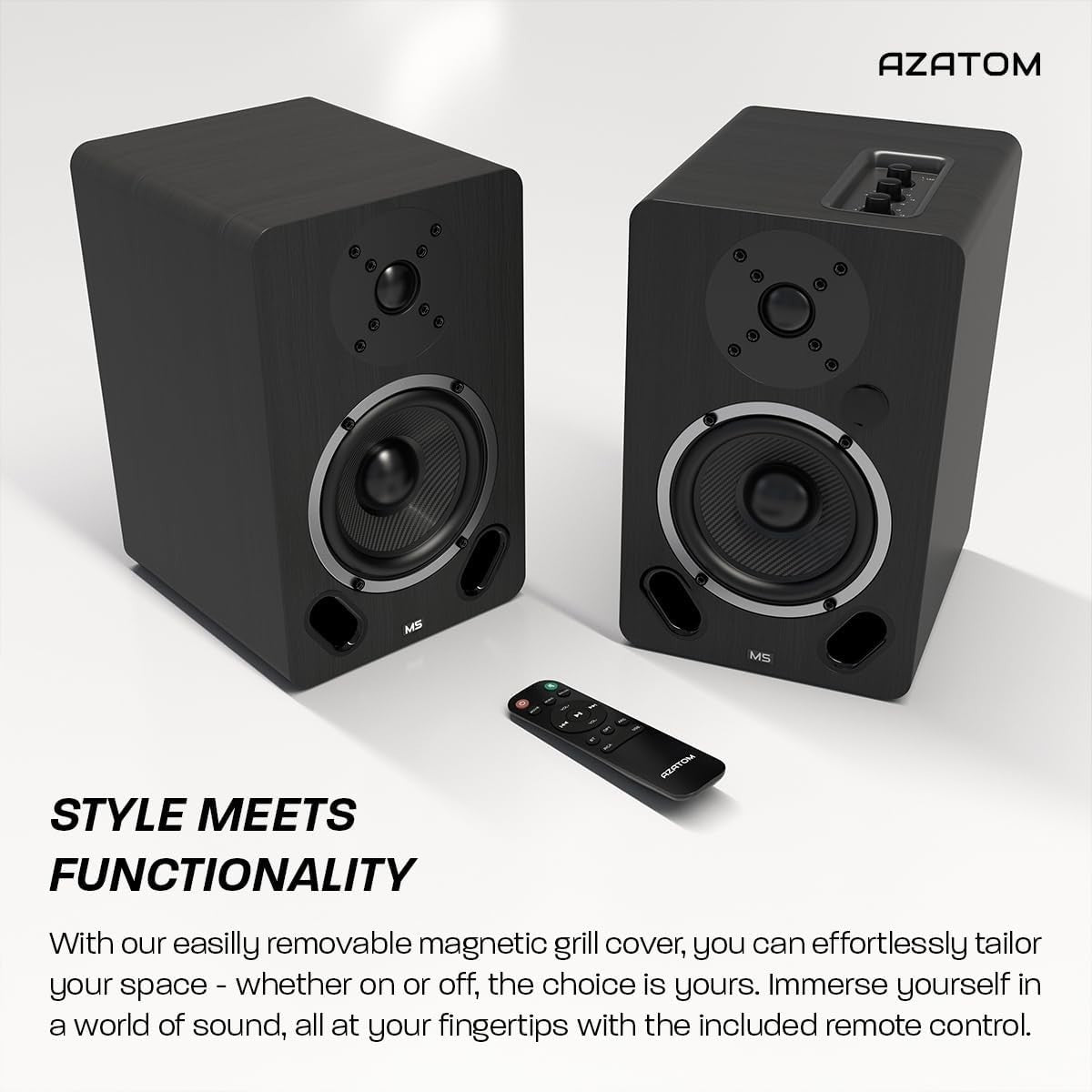 100W Bluetooth HDMI HiFi Bookshelf Speakers Carbon Fibre Driver Silk Tweeter
