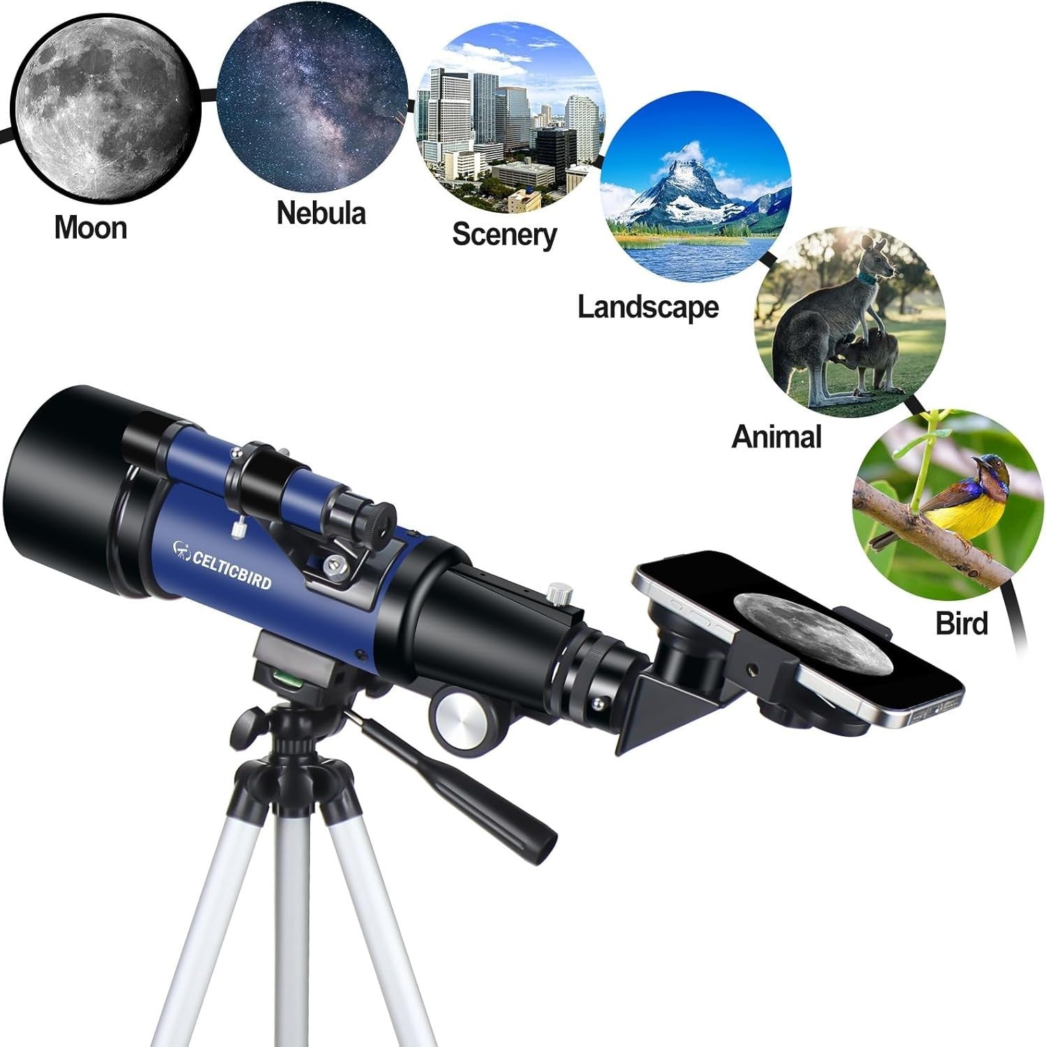 70 mm Aperture 400 mm Refractor Telescope for Kids and Adults