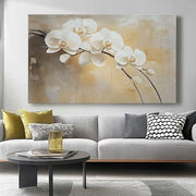 Canvas Wall Art Orchid White Beige 46x31cm Modern Home Decor