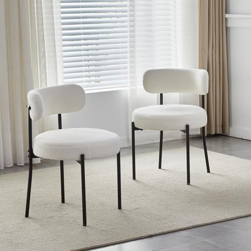 Modern 5-Piece Round Glass Dining Table with 2 Beige Velvet Chairs Set
