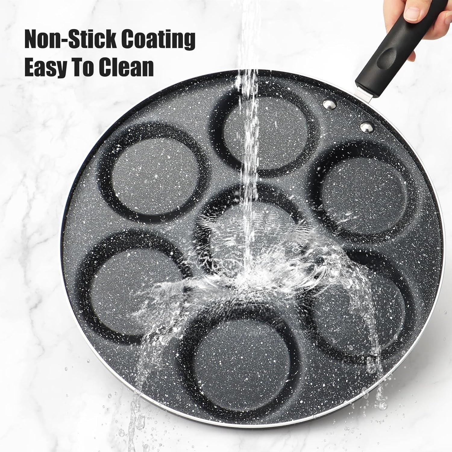 7-Hole Mini Pancake Pan 30cm Non-Stick Frying Pan for Eggs & Omelette