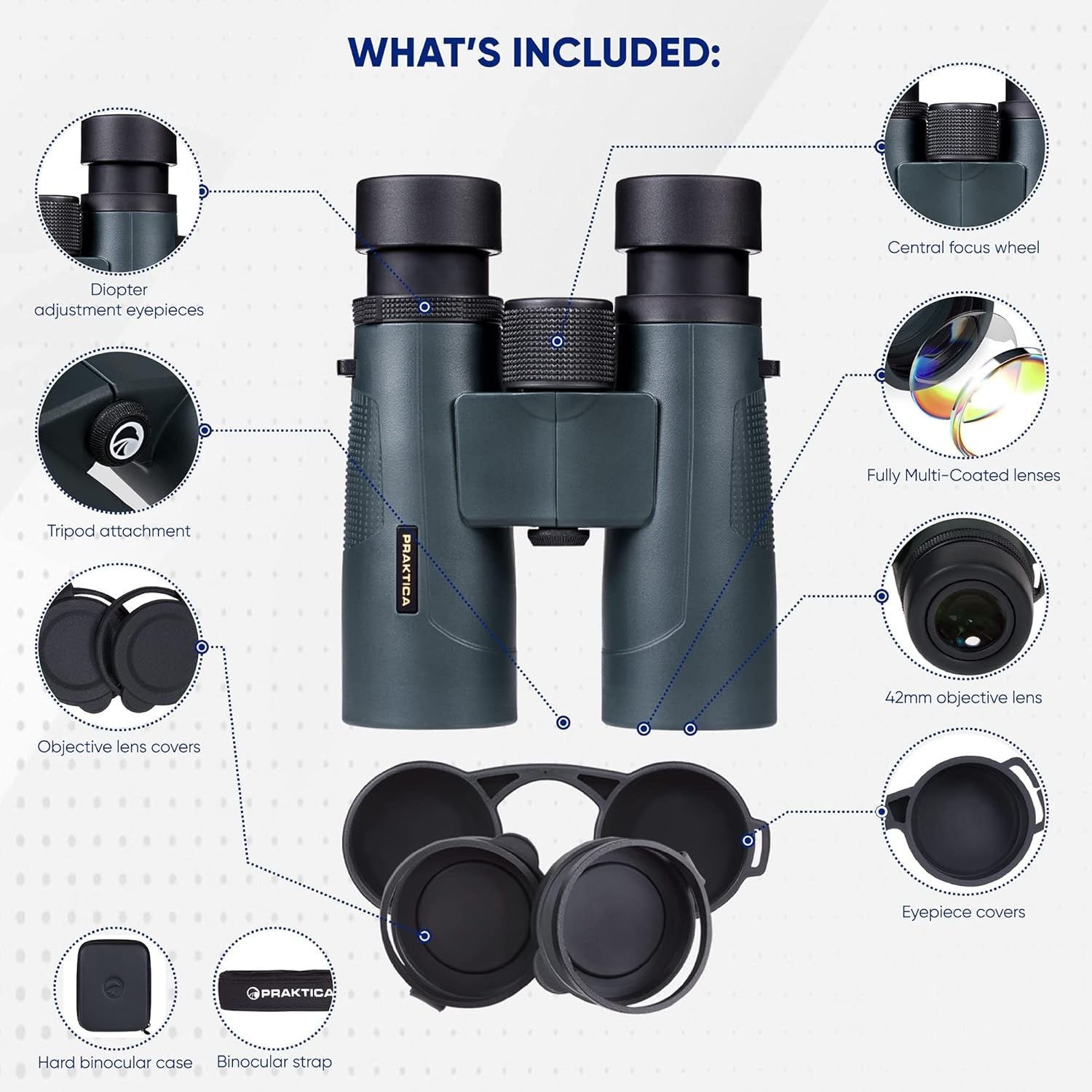Waterproof 8x42 Binoculars HD Wide View Multi-Coated Optics for Wildlife Hiking