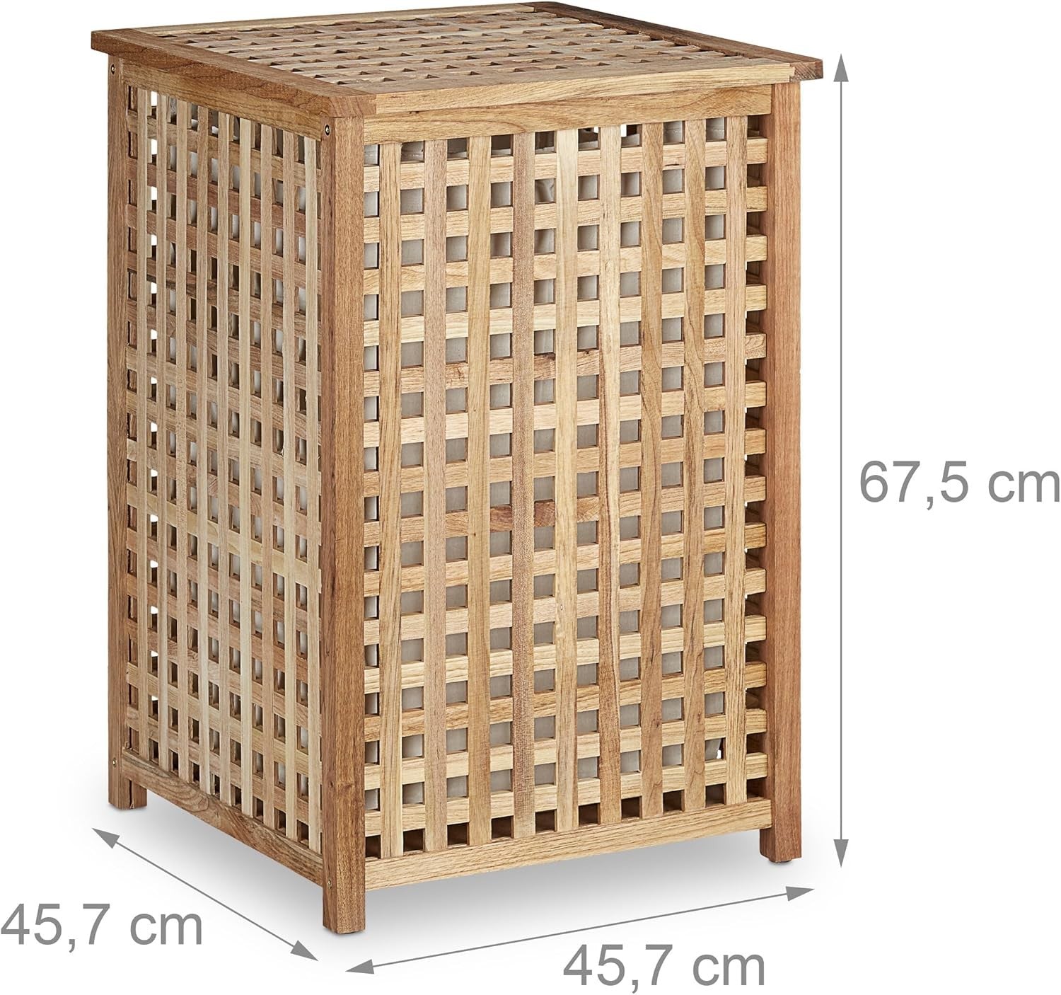 Walnut Wood Laundry Hamper with Lid & Linen Sack | 75L Woven Laundry Basket Natu