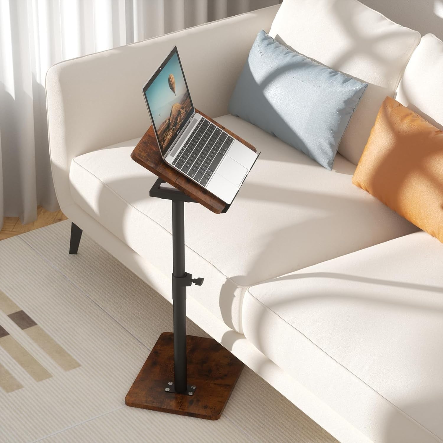 Adjustable Sofa Armrest Tray Table Laptop Stand Couch Side Desk Swivel