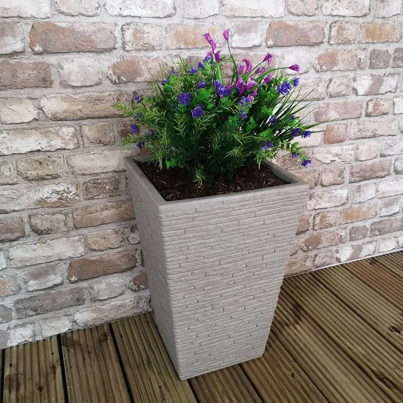 Tall Stone Effect Slate Garden Planter 45cm Indoor Outdoor Frostproof