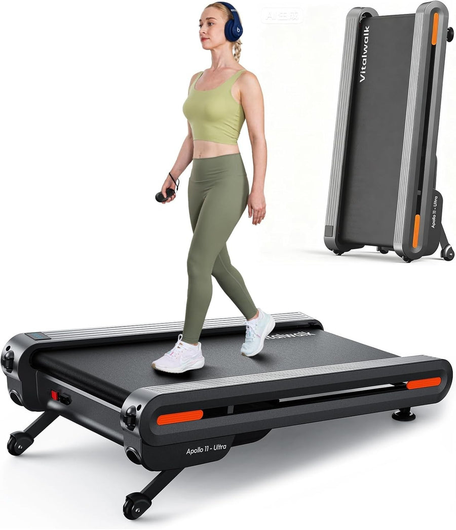 Full Deck Under Desk Treadmill 3.5HP Auto Incline Home Office Gym