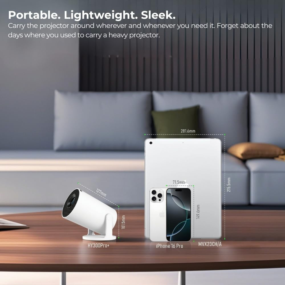 4K Smart Projector 1080P WiFi 6 Bluetooth 210° Rotating Netflix