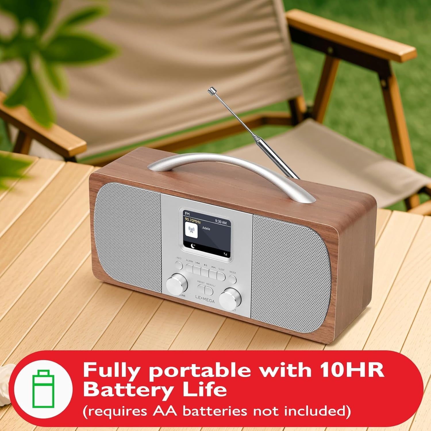 DAB DAB+ FM Digital Radio Bluetooth Dual Alarm Stereo Wood Cabinet