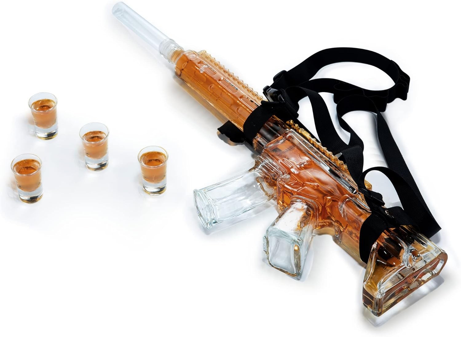 AR15 Style Whiskey Decanter Holster Set with Shot Glasses Party Gift
