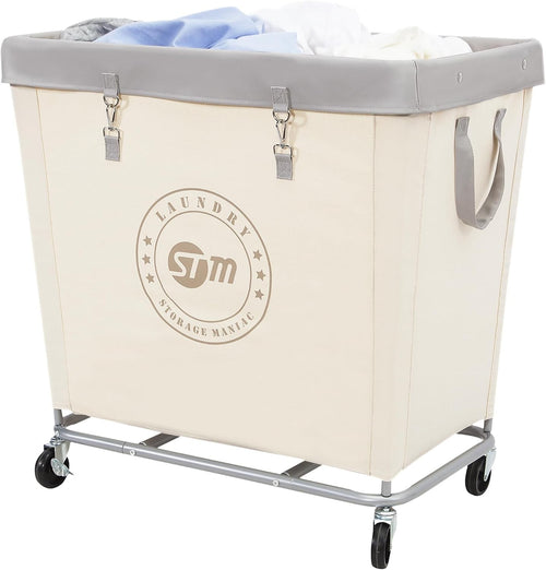 320L Industrial Laundry Hamper on Wheels | Heavy-Duty Cart | Large Canvas Bin