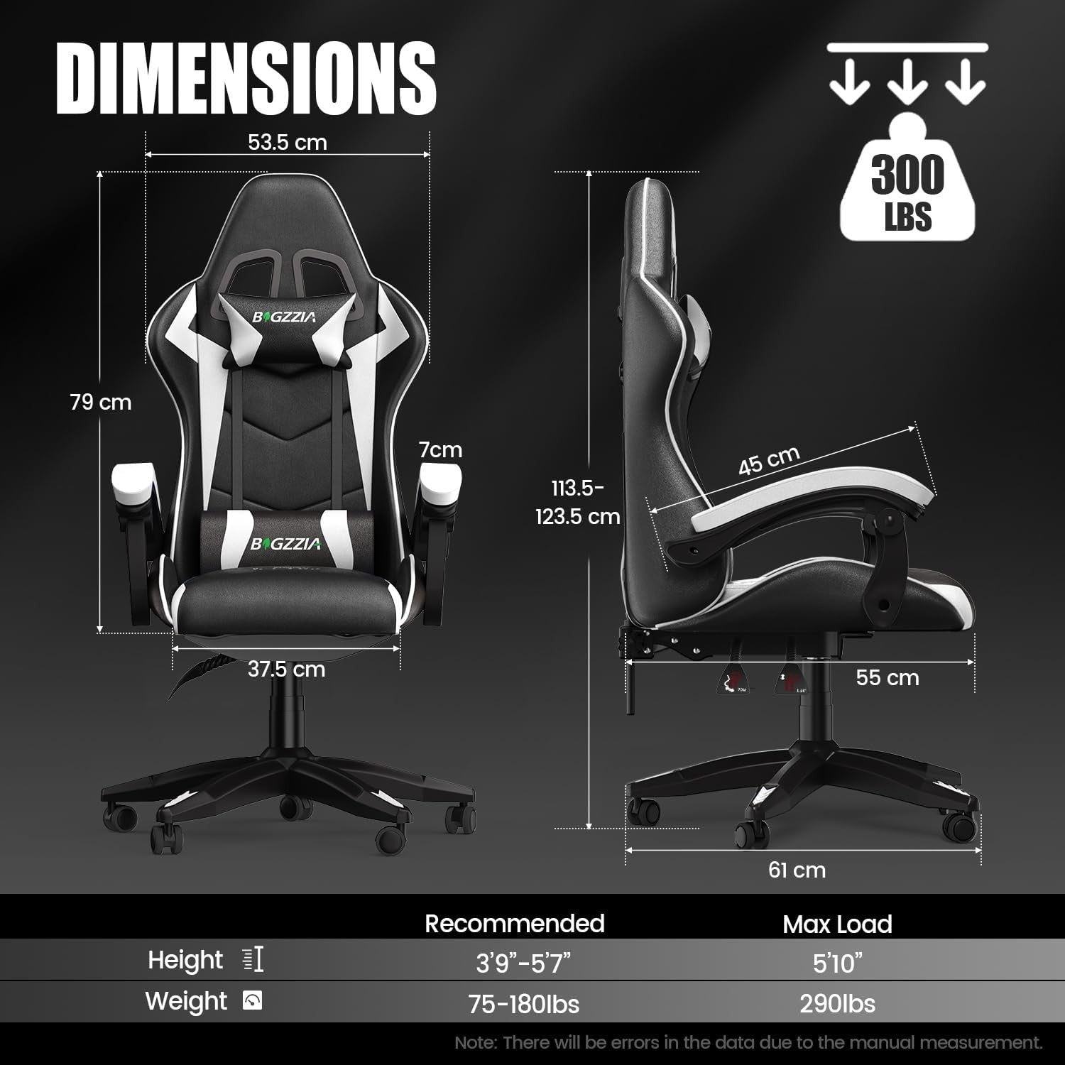Ergonomic Gaming Chair Black White Reclining Adjustable