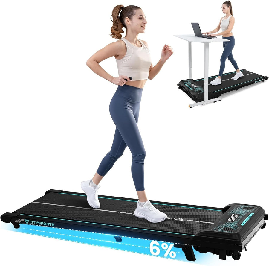 Under Desk Treadmill 1-6KM/H Incline Fitness Walking Running LED Display