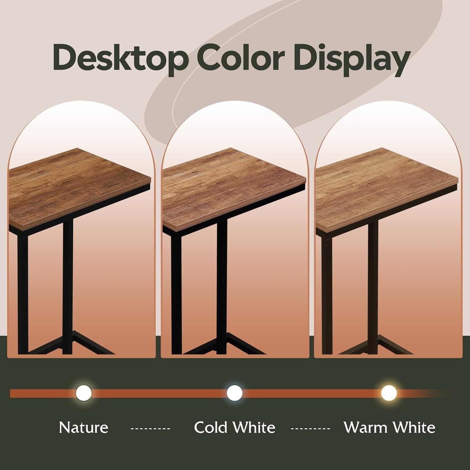Space-Saving C-Shaped Side Table with 2-Tier Storage, Slim Durable Alloy Steel
