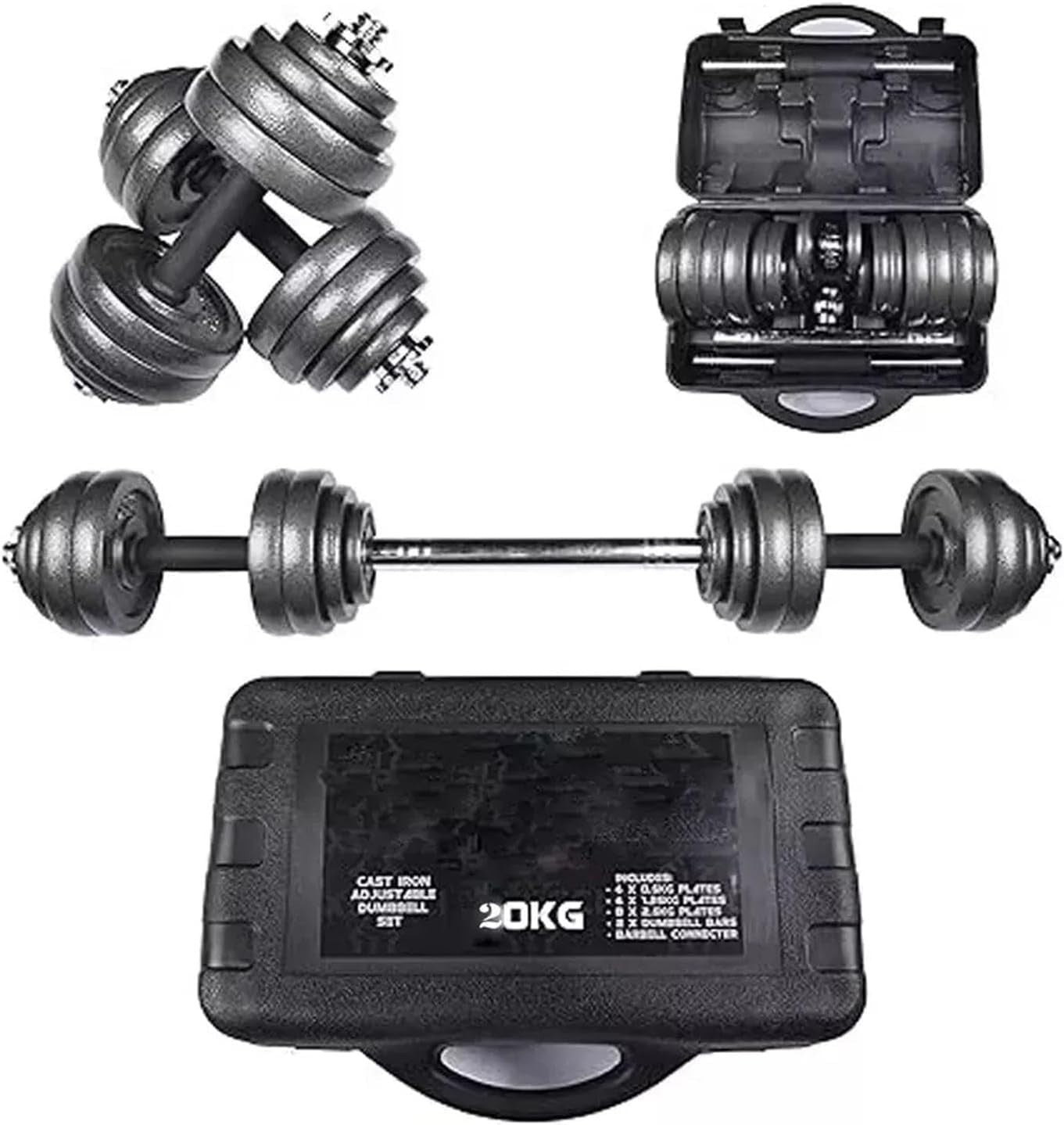 Cast Iron Adjustable Weights Set 15–50kg Spinlock Dumbbell Barbell Home Gym