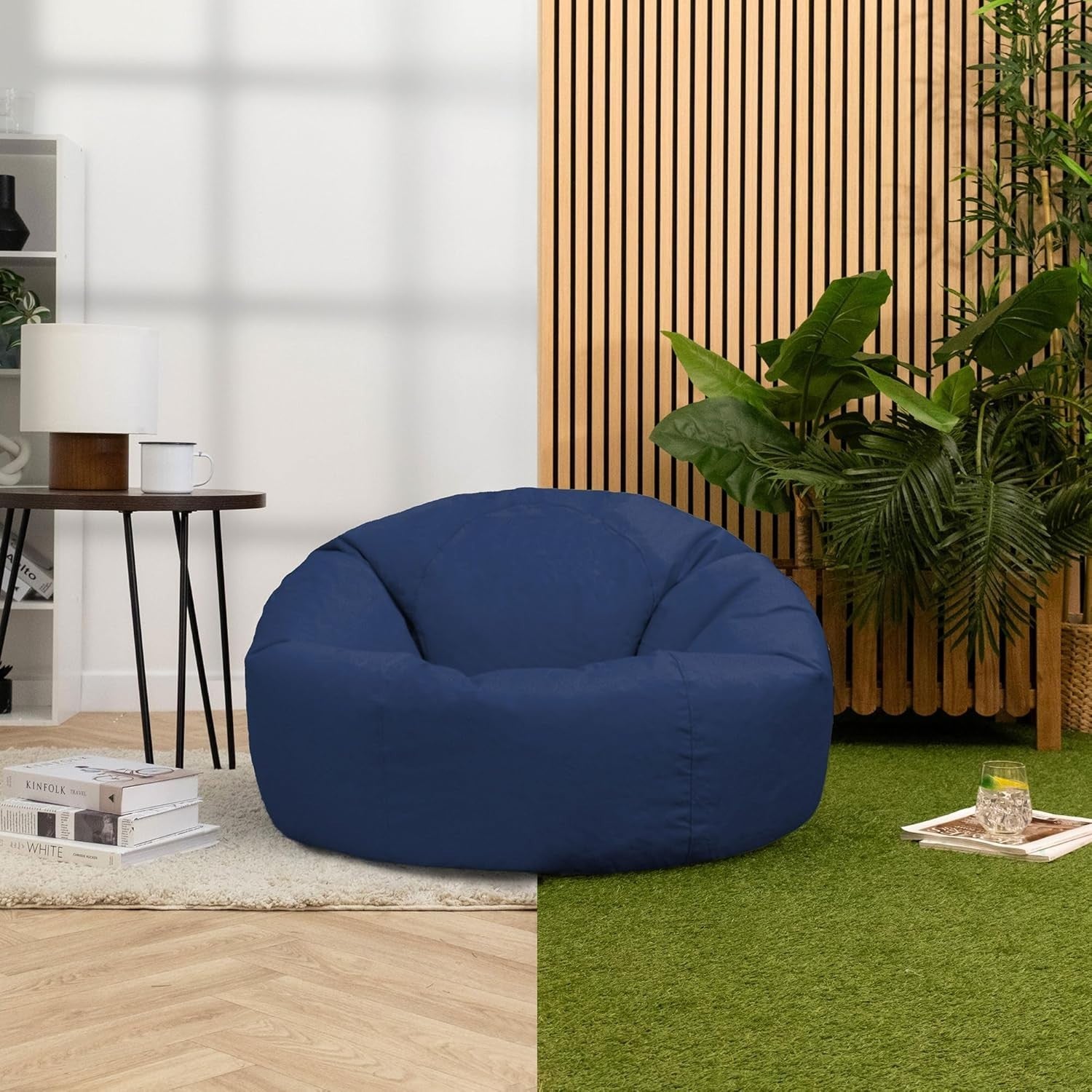 Bean Bag Waterproof Outdoor Chair Navy Blue – Garden, Patio, Floor Seat