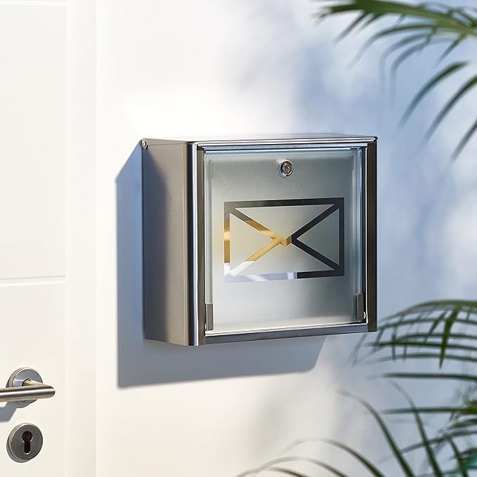 Wall Mounted Lockable Mailbox Waterproof Stainless Steel Frosted Large Slot