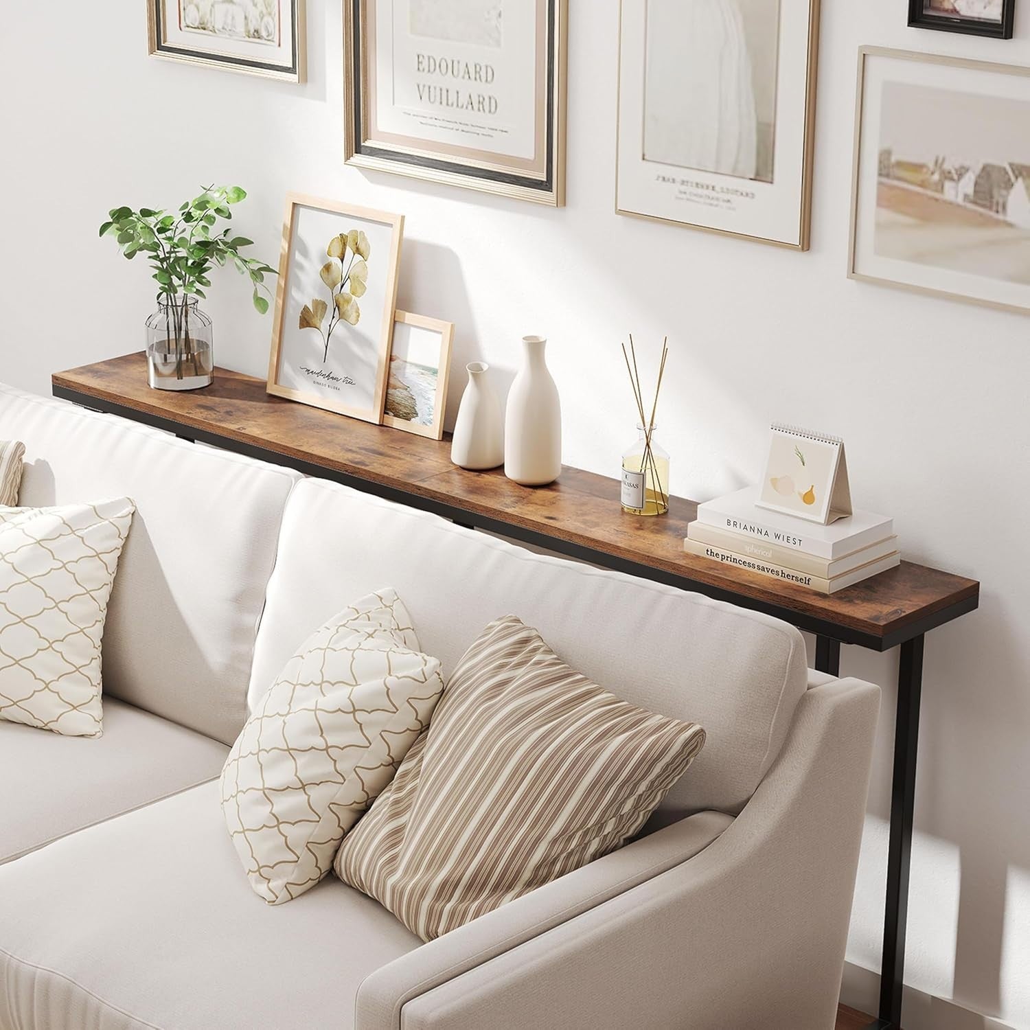 Slim Industrial Console Table 180cm with Wall Anchors & Scratch-Resistant