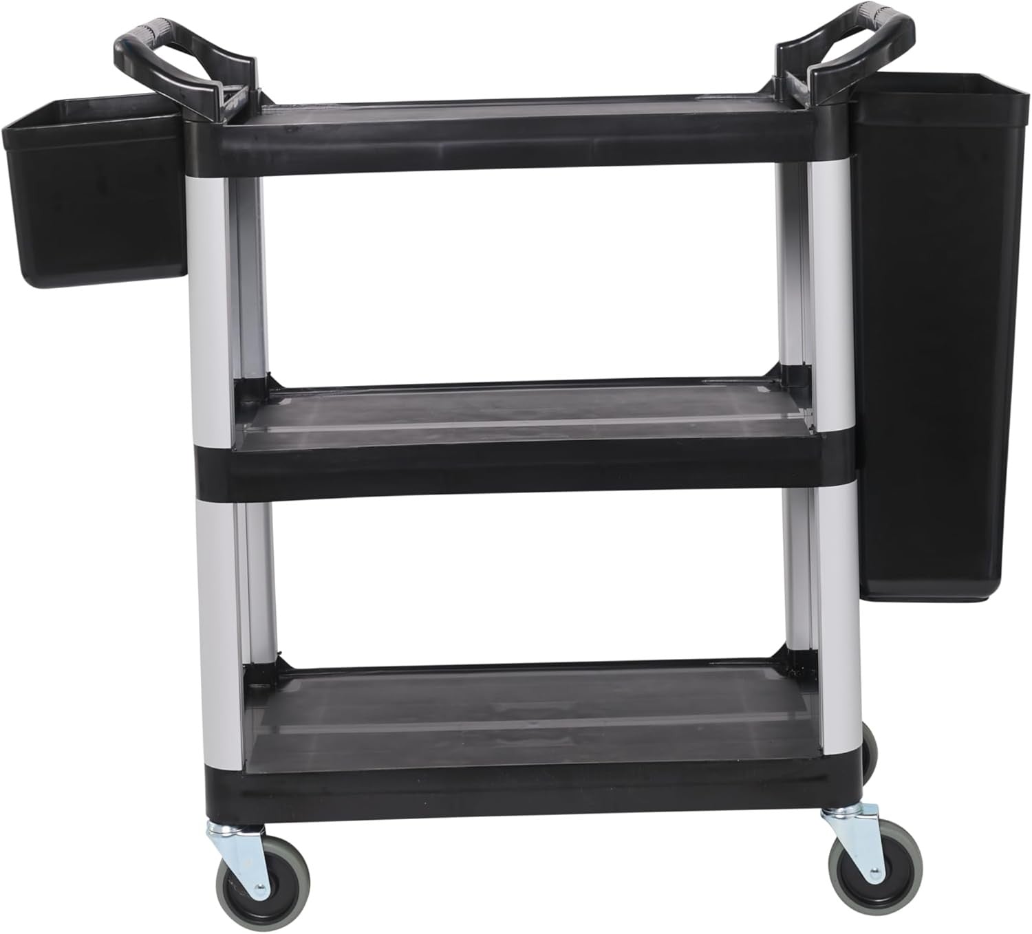 Commercial Catering Trolley 3 Tier Service Cart with Bins Non Marking Wheels