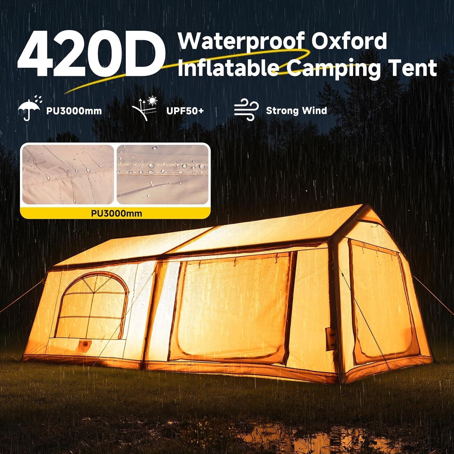 8-10 Person Inflatable Camping Tent Waterproof Oxford Air Beam