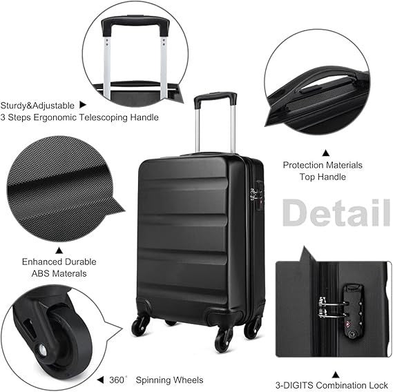 66cm Airline Approved Hard Suitcase ABS+PC 4 Spinner Wheels TSA Lock