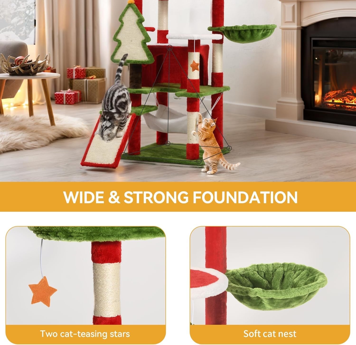 Large Cat Tree Tower 190cm Multi Level Condo Hammock Sisal Scratching Posts