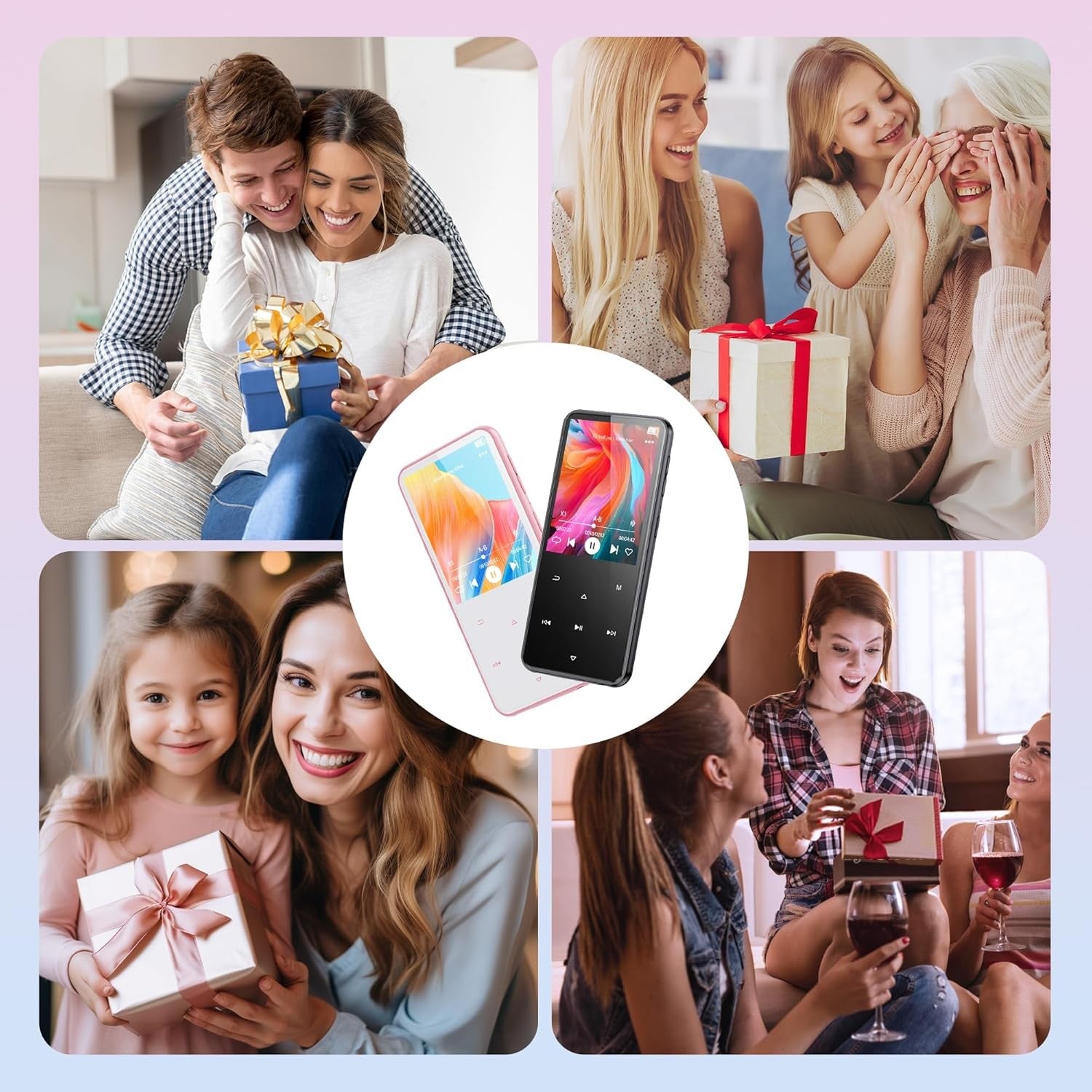 64GB MP3 Player Bluetooth 5.3 2.4" Screen FM Speaker Pink