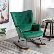 Velvet Rocking Chair for Adults – Comfy Armchair, Solid Wood Legs, Stylish Recli