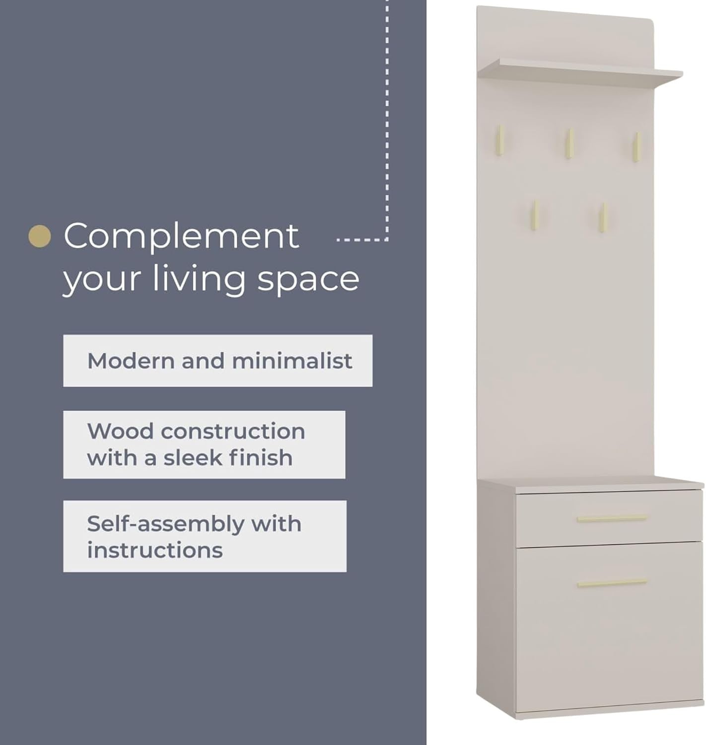 Modern Double Wardrobe with Drawers, Hooks & Shoe Storage 180cm Cashmere