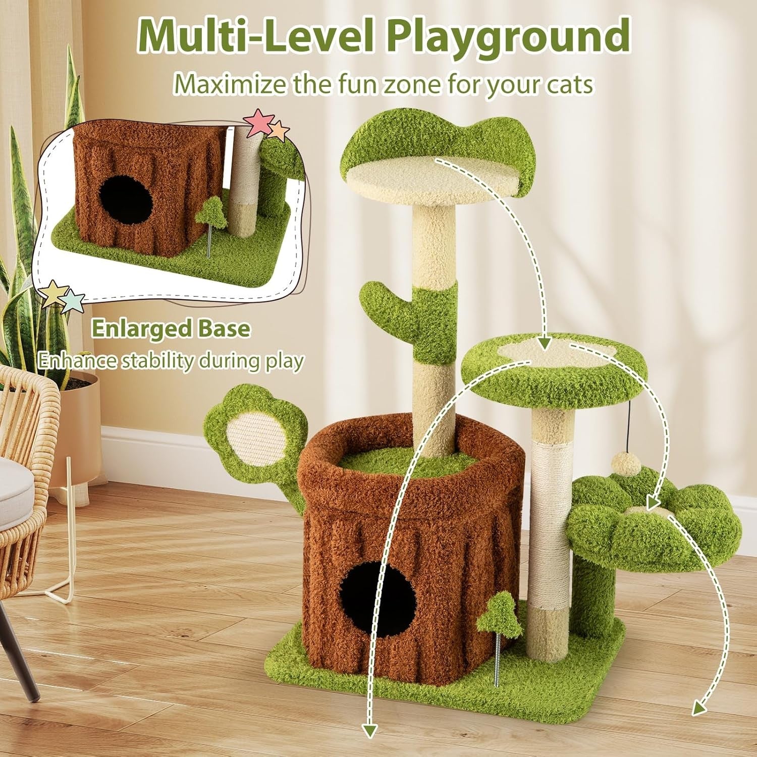 Cat Tree Tower for Indoor Cats with Condo Scratching Post Multi Level 92cm