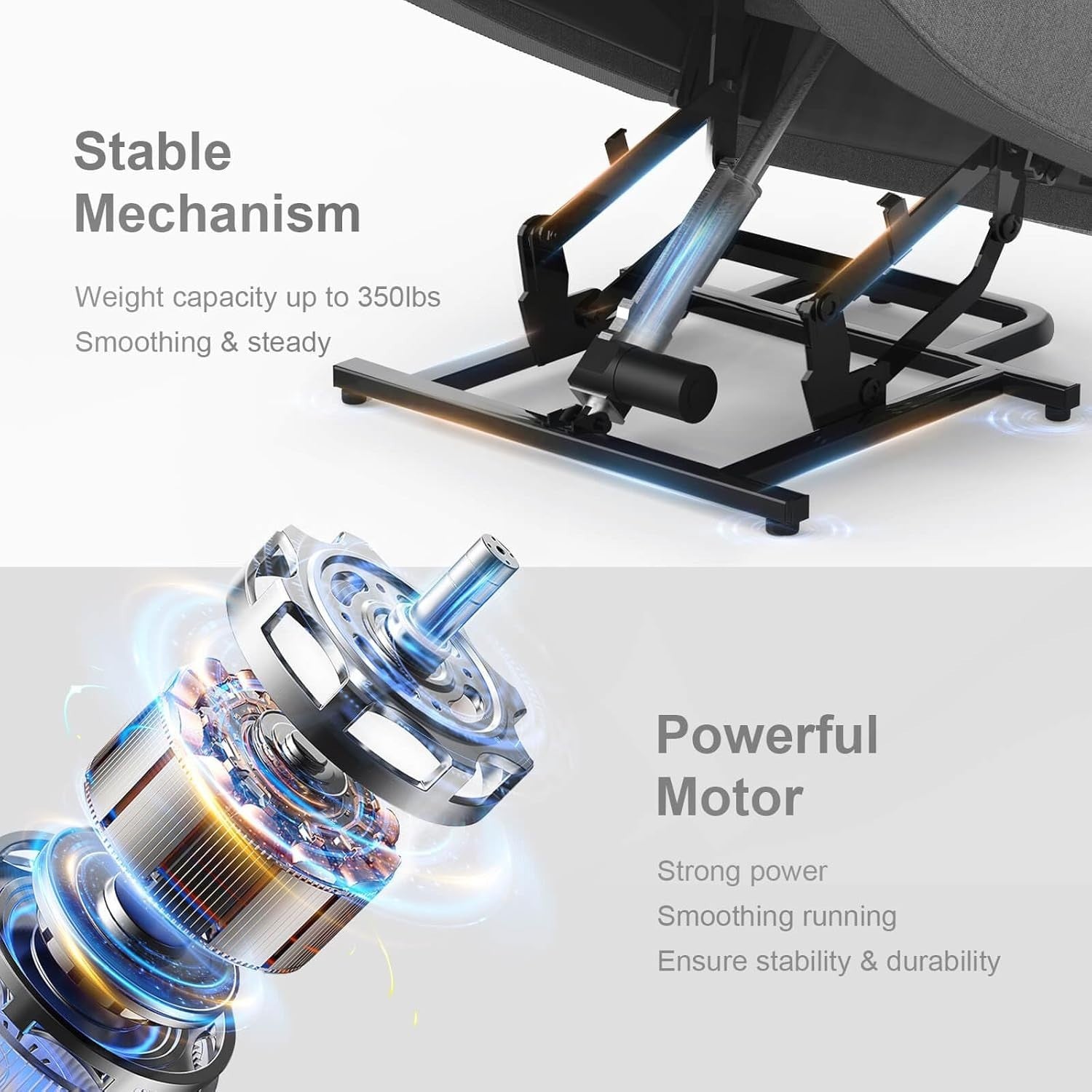 Set of 2 Power Lift Recliners Massage Heat USB-C Footrest Cup Holders Grey