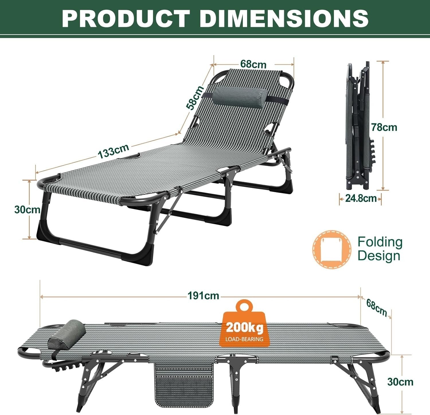 Heavy Duty Folding Camping Beds with Mattress - Portable Outdoor Cot 2-Pack