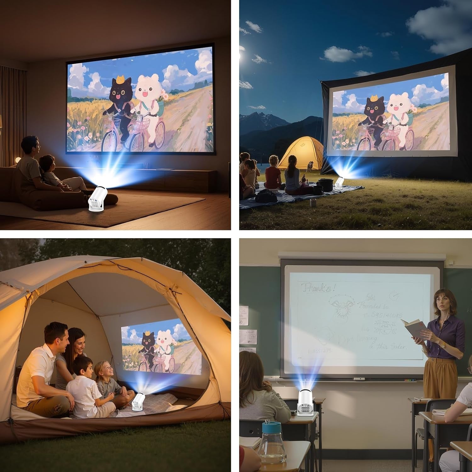 Mini WiFi Projector 240° Rotating 5000 Lumens Kids Bedroom Cinema