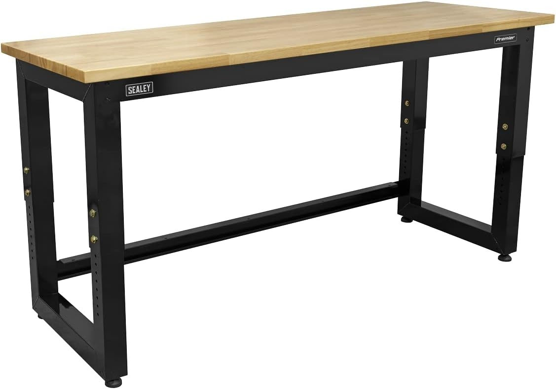 Heavy Duty 1830mm Adjustable Workbench 1000kg Solid Wood Top Industrial