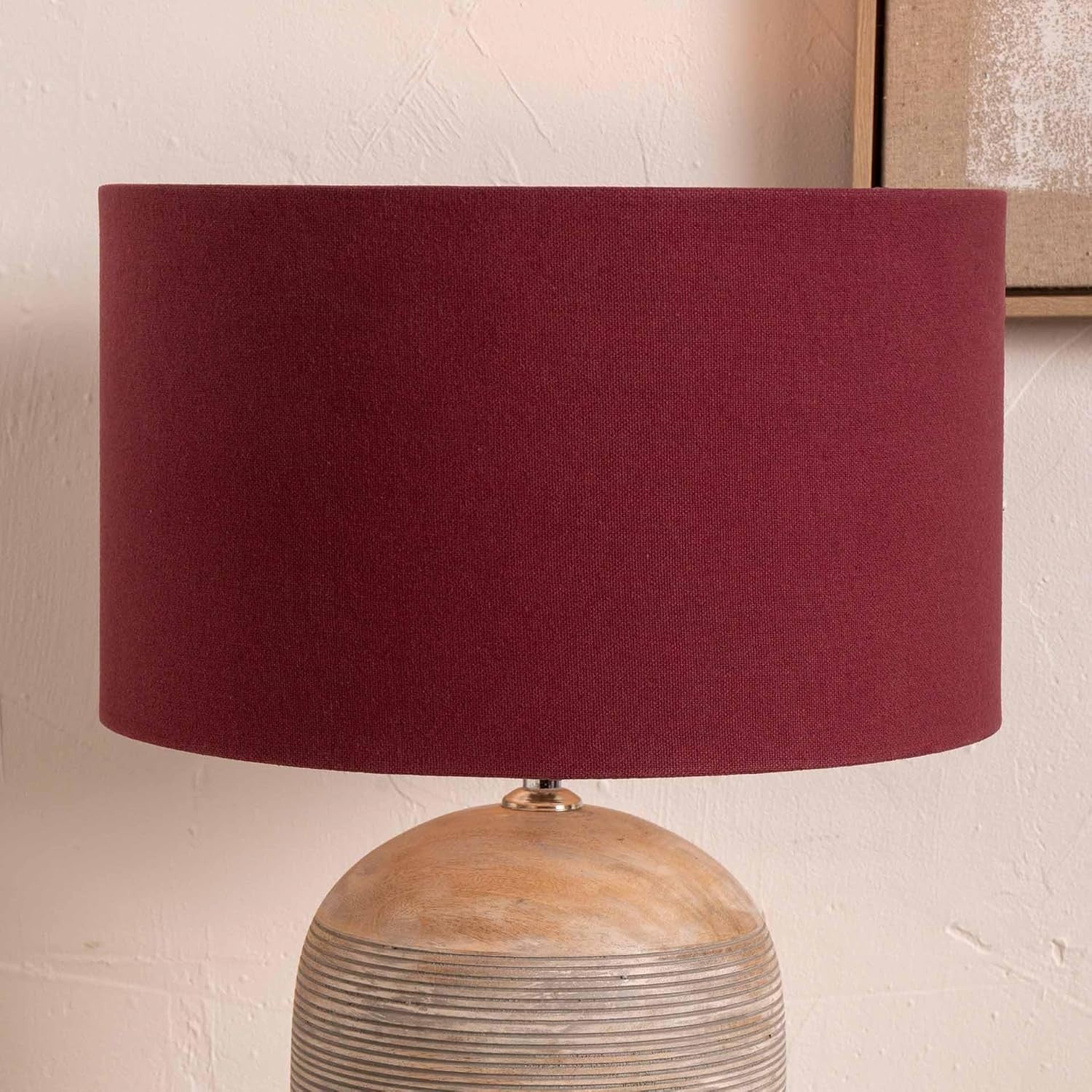 Burgundy Drum Lampshade 45cm Cotton Cylinder Lined Table Floor Lamps