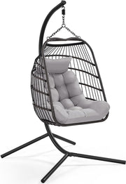 Egg Swing Chair with Stand Garden Hanging Rattan Hammock Indoor Outdoor