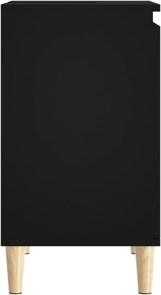 Black Under Sink Bathroom Cabinet with Wooden Legs – Modern Vanity Storage Unit