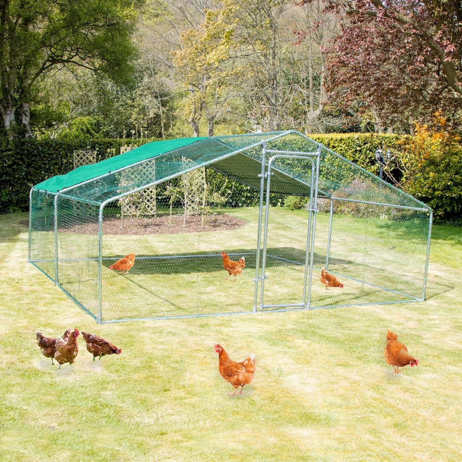 4x4m Walk In Chicken Run 25mm Steel Heavy Duty Coop