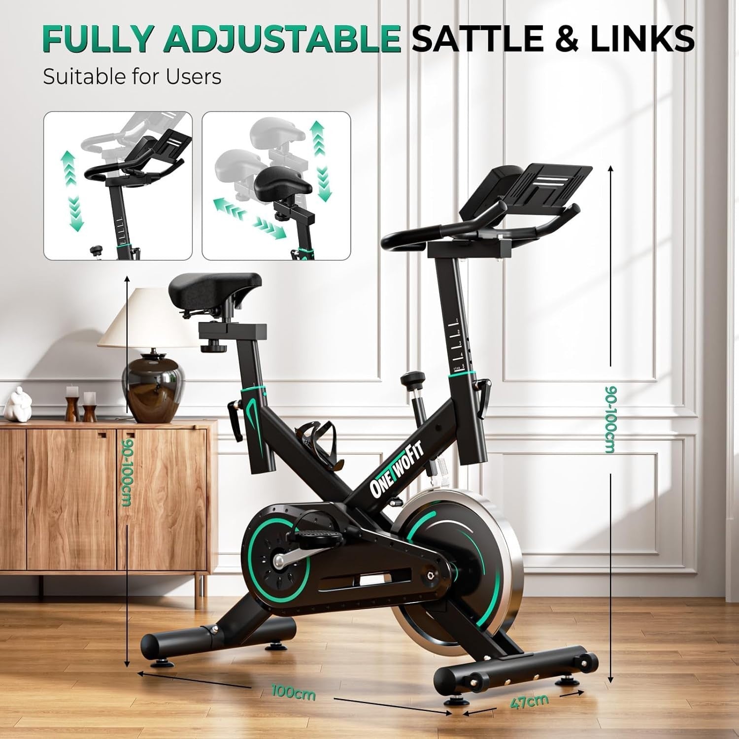 Magnetic Spin Bike w/ 0–100% Resistance, LCD Display, Tablet Stand 160kg Cap