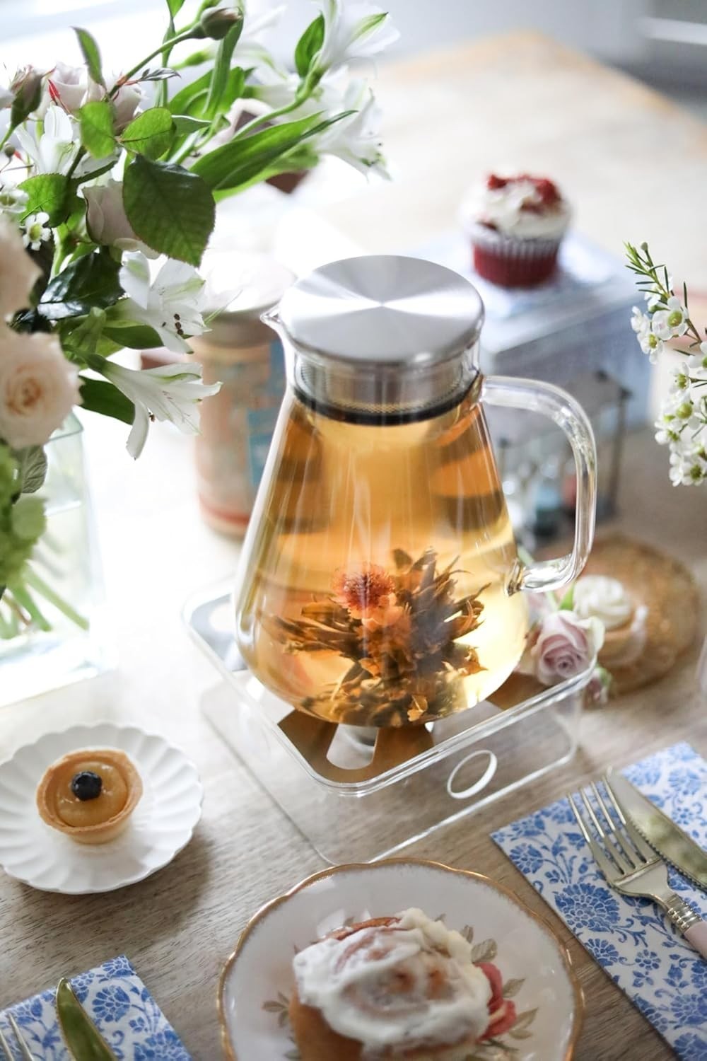Glass Tea Maker Kettle 27oz Stovetop Safe Loose Leaf Tea Pot Filter