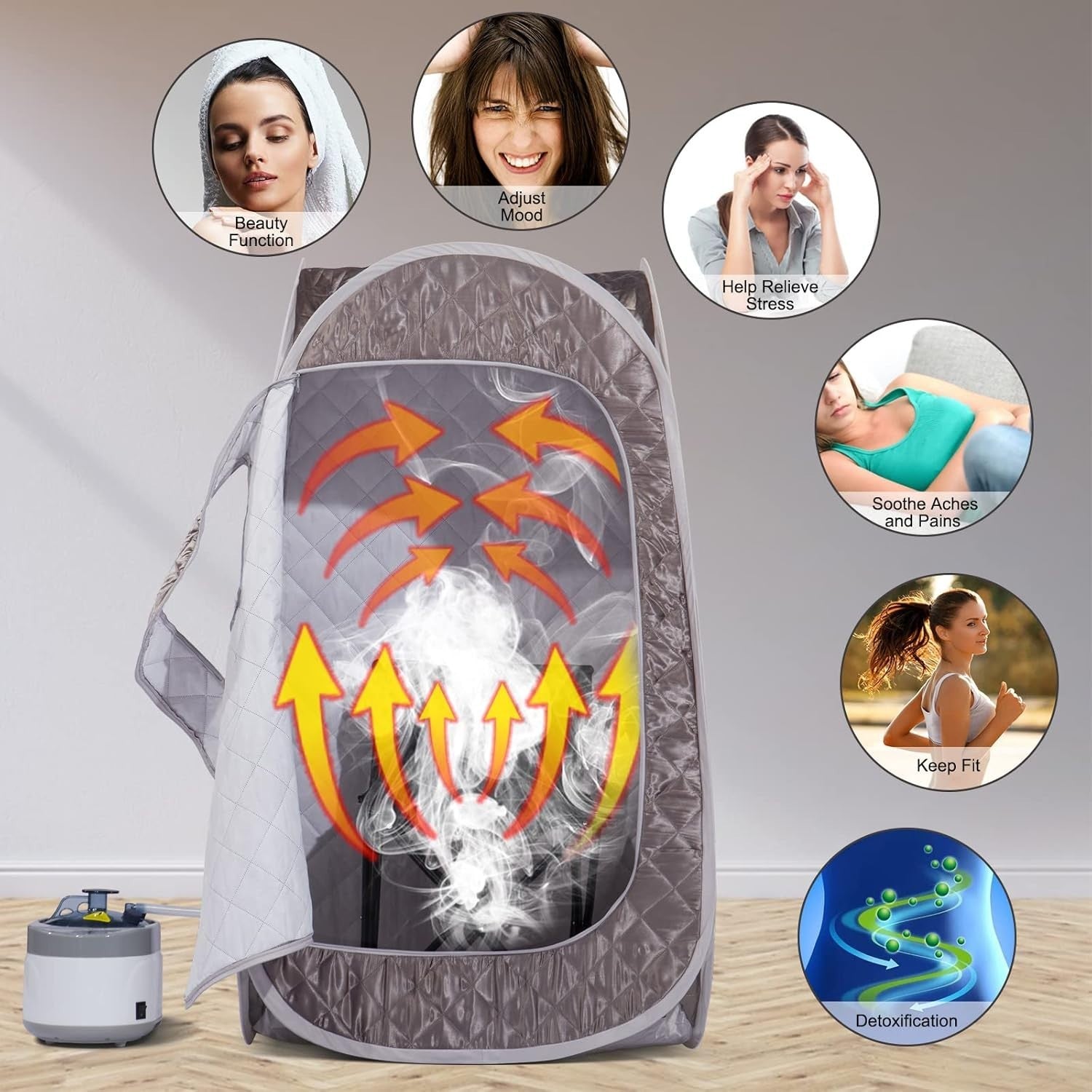 Full Size Portable Steam Sauna Home Spa Set 4L 1600W Fast Heat Detox Tent Chair