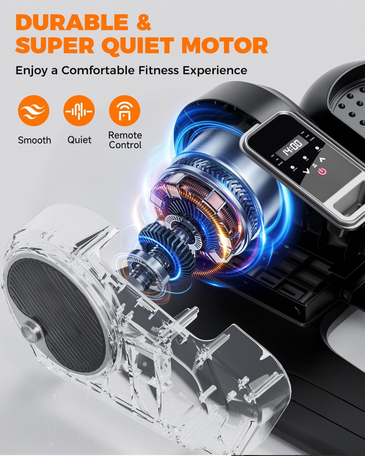 Under Desk Elliptical Machine for Home Workout, 12 Levels Speeds Ellipse Leg Exe