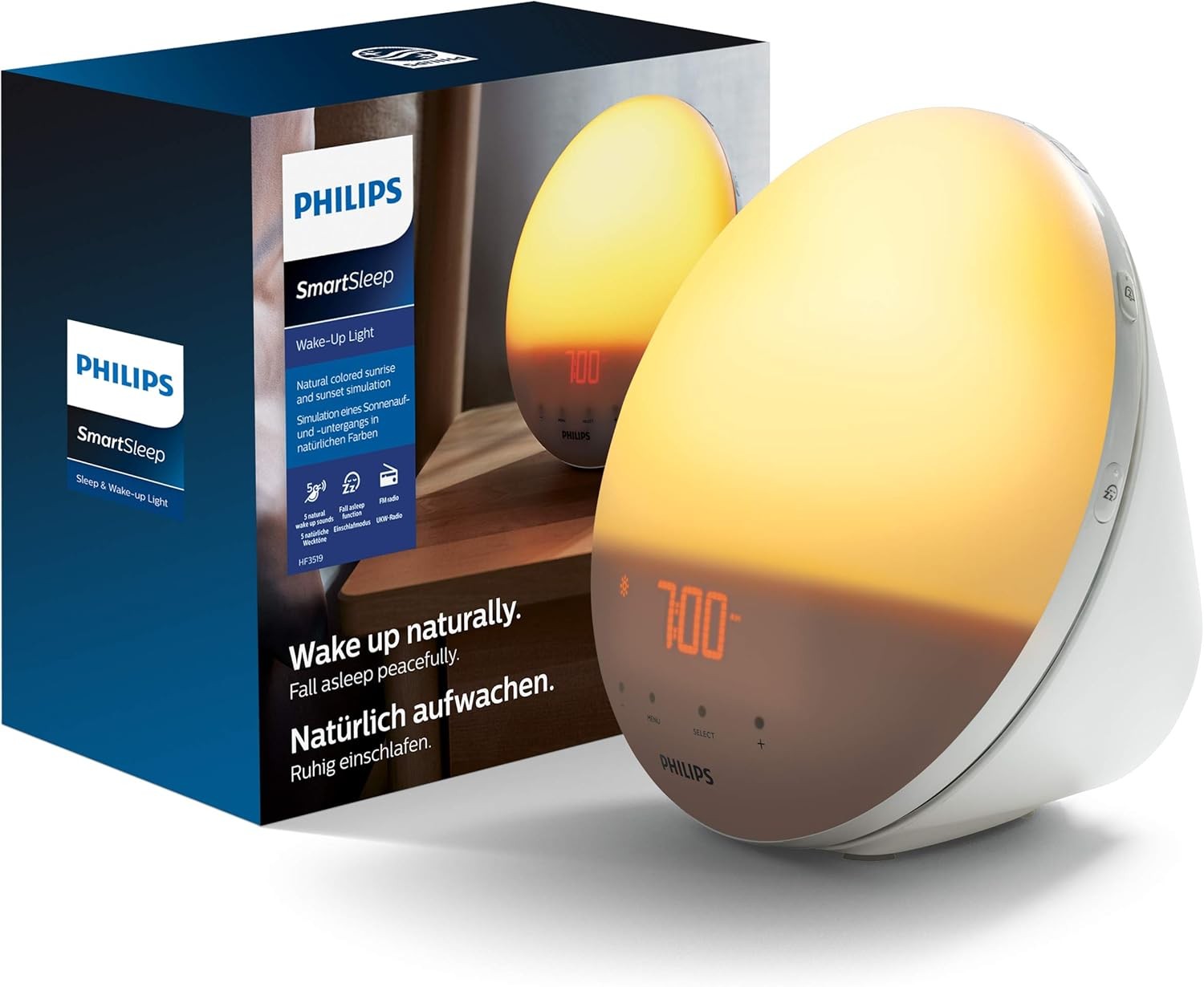 Sunrise Alarm Clock Wake Up Light Natural Sounds Dimmable Night Lamp
