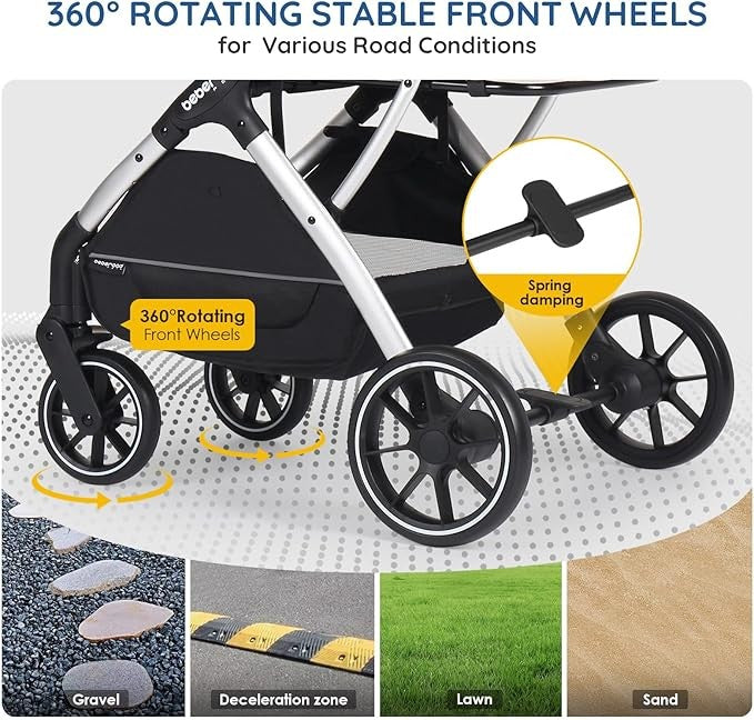 Luxury Dog Stroller Foldable Pet Pushchair Pram Medium Dogs 60lb Cup Holder