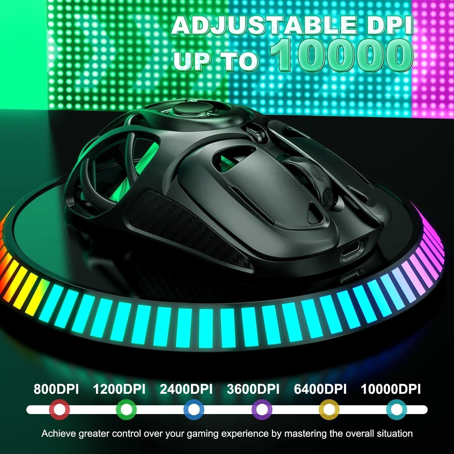 RGB Wireless Gaming Mouse 10000 DPI Tri-Mode 60H Battery